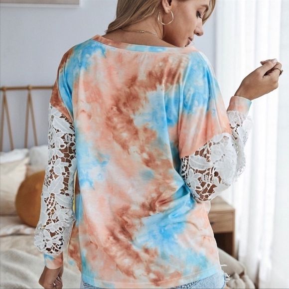 LACE sleeves Tie Dye TOP - Picture 5 of 6